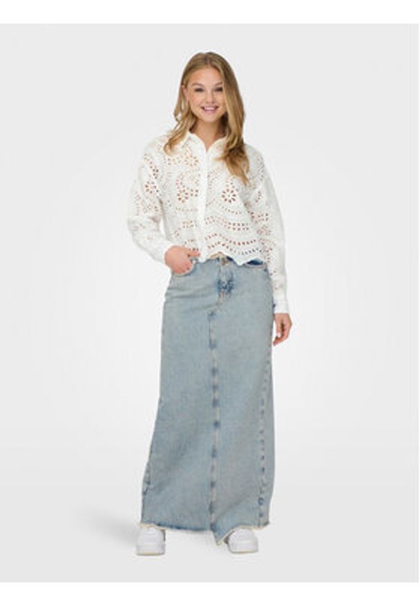only - ONLY Koszula Bobby 15314566 Biały Cropped Fit. Kolor: biały. Materiał: bawełna