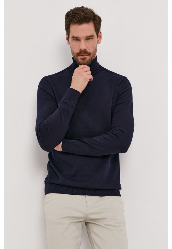 Selected Homme - Sweter. Typ kołnierza: golf. Kolor: niebieski. Materiał: materiał. Długość rękawa: długi rękaw. Długość: długie