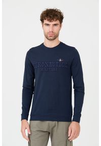 Aeronautica Militare - AERONAUTICA MILITARE Granatowy męski bawełniany longsleeve, Rozmiar L. Kolor: niebieski. Materiał: bawełna. Długość rękawa: długi rękaw