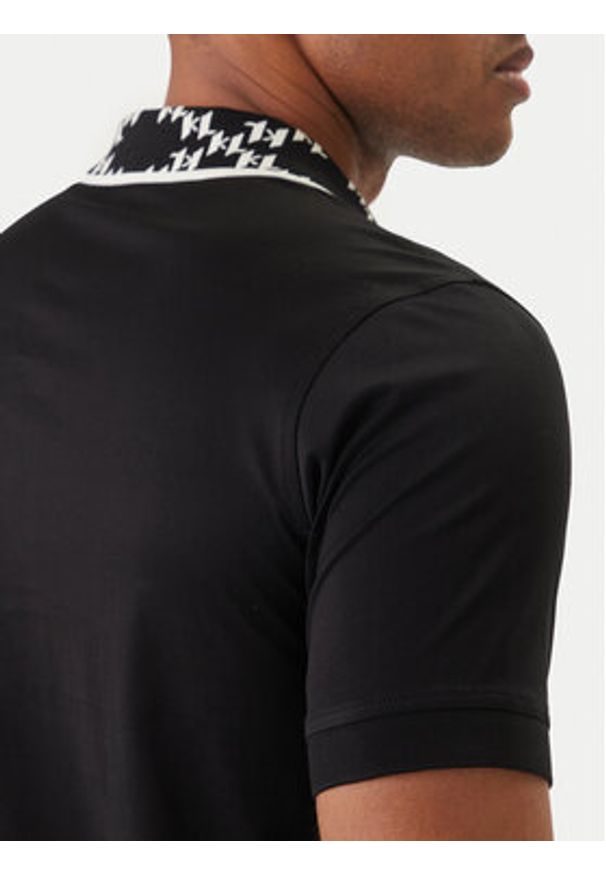 Karl Lagerfeld - KARL LAGERFELD Polo 745010 562200 Czarny Regular Fit. Typ kołnierza: polo. Kolor: czarny. Materiał: bawełna