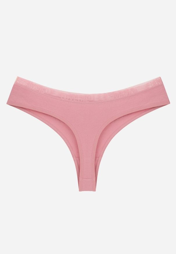 Renee - Różowe Majtki Typu Stringi z Bawełną i Koronką Zeliche. Kolor: różowy. Materiał: bawełna, koronka. Wzór: koronka