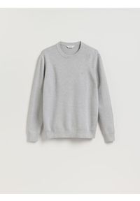 Reserved - Sweter z haftem - jasnoszary. Kolor: szary. Materiał: dzianina, bawełna. Wzór: haft
