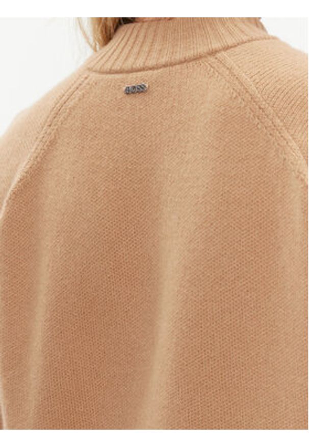 BOSS - Boss Sweter Foltin 50501575 Beżowy Relaxed Fit. Kolor: beżowy. Materiał: wełna
