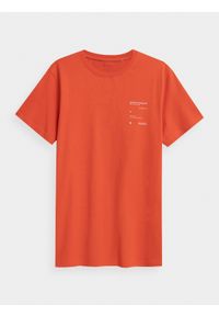 4f - T-shirt regular gładki męski. Kolor: pomarańczowy. Materiał: bawełna. Wzór: gładki
