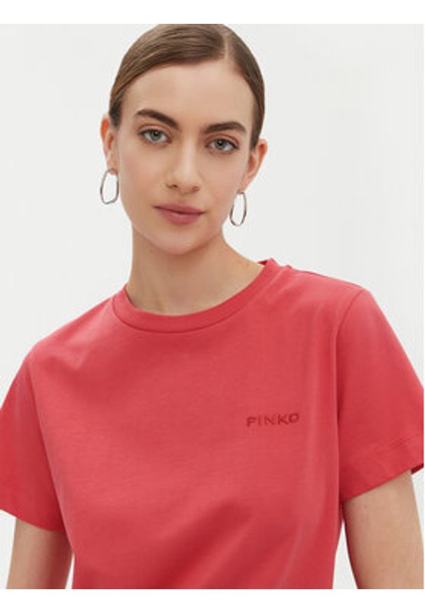 Pinko - PINKO T-Shirt 101752 A2HN Czerwony Regular Fit. Kolor: czerwony. Materiał: bawełna