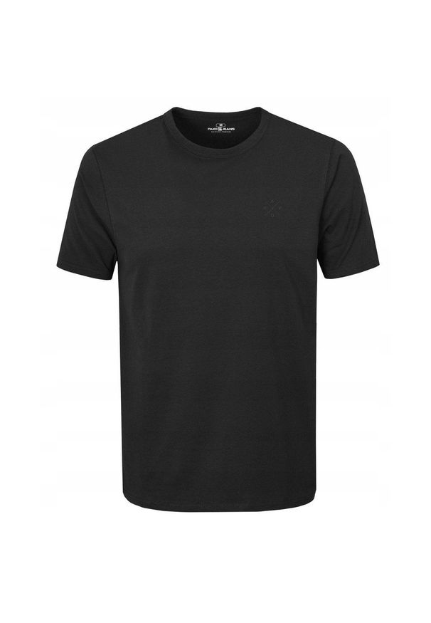 Koszulka Męska (T-Shirt) - Pako Jeans - Domieszka Elastanu, Czarna. Okazja: na co dzień. Kolor: czarny. Materiał: bawełna, elastan. Styl: casual