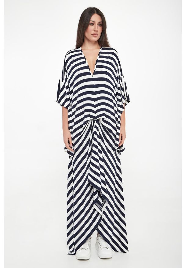 MMC STUDIO - Sukienka midi w paski Marina MMC. Wzór: paski. Długość: midi