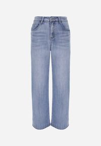 Born2be - Niebieskie Szerokie Jeansy z Bawełny z Wysokim Stanem Berinielle. Okazja: na co dzień. Stan: podwyższony. Kolor: niebieski. Styl: elegancki, klasyczny, casual #2