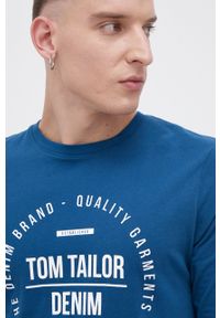 Tom Tailor Longsleeve bawełniany kolor turkusowy z nadrukiem. Kolor: turkusowy. Materiał: bawełna. Długość rękawa: długi rękaw. Wzór: nadruk #4