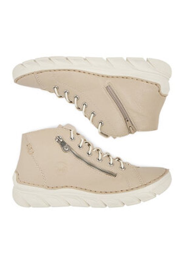 Rieker Trzewiki 55048-60 Beżowy. Kolor: beżowy. Materiał: materiał