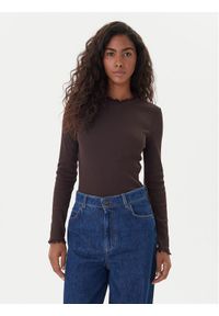 only - ONLY Bluzka Leslie 15277888 Brązowy Regular Fit. Kolor: brązowy. Materiał: bawełna