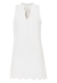 Sukienka z ażurowym haftem bonprix biały. Kolor: biały. Wzór: ażurowy, haft #1