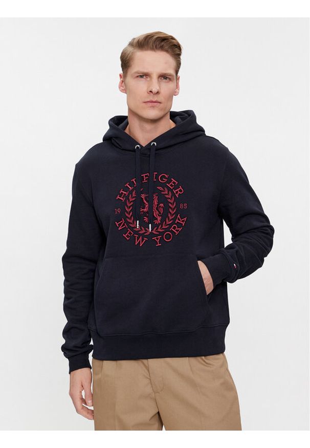 TOMMY HILFIGER - Tommy Hilfiger Bluza Big Icon MW0MW33650 Granatowy Regular Fit. Kolor: niebieski. Materiał: bawełna