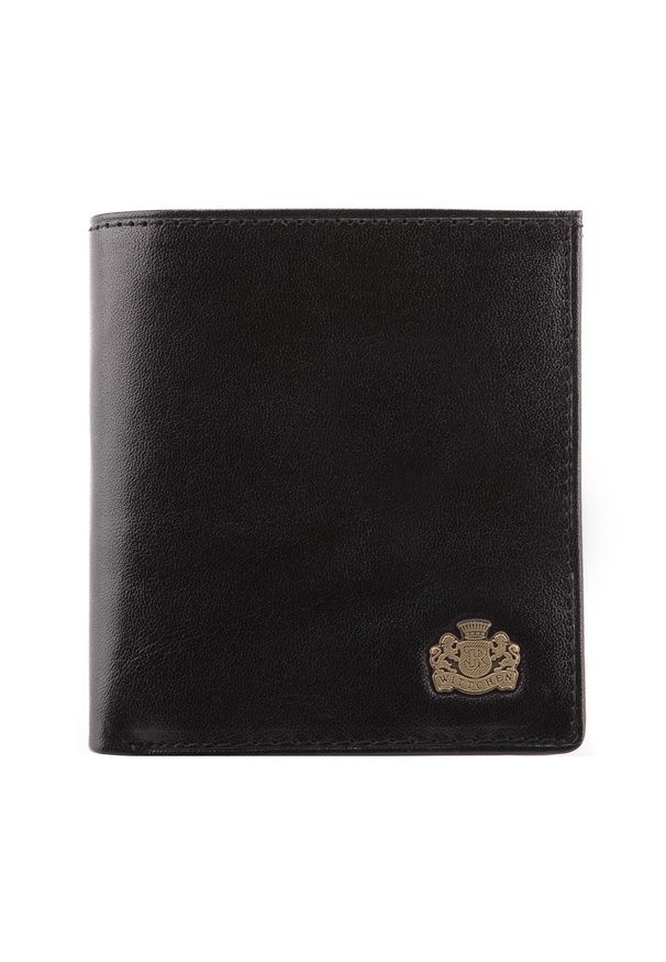Wittchen - Damski portfel skórzany z herbem na zatrzask czarny. Kolor: czarny. Materiał: skóra