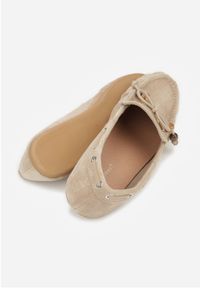 Born2be - Ciemnobeżowe Mokasyny z Ozdobnymi Przeszyciami Koralikami i Kokardą Mountainthorne. Okazja: na co dzień. Kolor: beżowy. Materiał: jeans. Styl: casual, elegancki #3