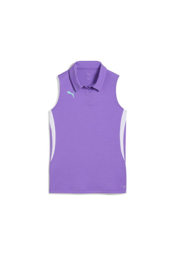 Puma - Damska koszulka polo Individual do padla PUMA Purple Glimmer Aquatic White Green. Typ kołnierza: polo. Kolor: fioletowy, zielony, biały, wielokolorowy