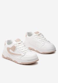 Born2be - Biało-Różowe Sneakersy Beliossa. Kolor: biały. Materiał: skóra ekologiczna
