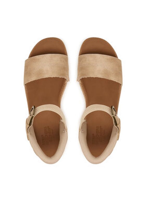 skechers - Skechers Sandały Bobs Sun Vibe 114423/NAT Beżowy. Kolor: beżowy. Materiał: skóra