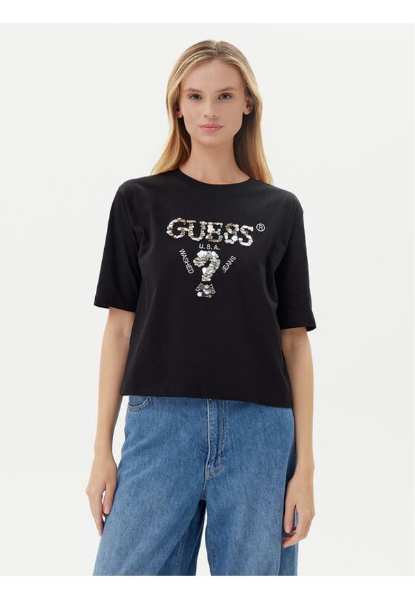 Guess T-Shirt V4YI06 I3Z14 Czarny Relaxed Fit. Kolor: czarny. Materiał: bawełna