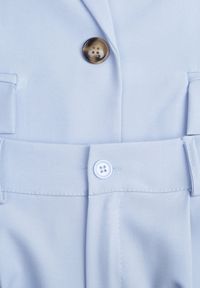 Born2be - Jasnoniebieski Garniturowy Komplet Marynarka na Krótki Rękaw i Szerokie Spodnie Amalilia. Kolor: niebieski. Materiał: szyfon #7