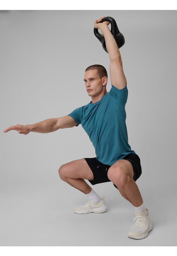 4f - 4F Koszulka treningowa regular szybkoschnąca męska - granatowa 3XL. Kolor: niebieski. Sport: fitness