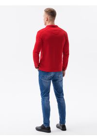 Ombre Clothing - Bluza męska rozpinana bez kaptura B1071 - czerwona - XXL. Typ kołnierza: bez kaptura. Kolor: czerwony. Materiał: poliester, bawełna #2