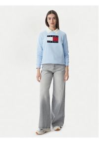 Tommy Jeans Bluza Flag DW0DW22564 Niebieski jasny Regular Fit. Kolor: niebieski. Materiał: bawełna #2