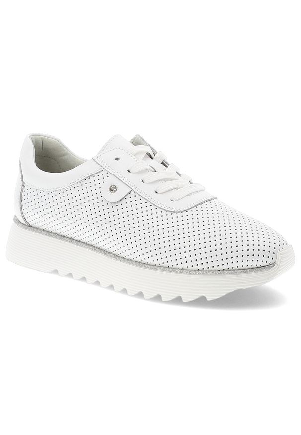 Białe Sneakersy S.Barski Modne Ażurowe Obuwie Damskie. Okazja: na co dzień. Zapięcie: sznurówki. Kolor: biały. Materiał: skóra. Szerokość cholewki: normalna. Wzór: ażurowy. Styl: klasyczny, sportowy, casual, elegancki