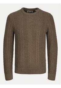 Jack & Jones - Jack&Jones Sweter 12261436 Brązowy Regular Fit. Kolor: brązowy. Materiał: bawełna