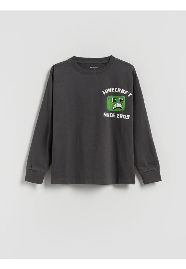 Reserved - Longsleeve Minecraft - ciemnoszary. Kolor: szary. Materiał: bawełna, dzianina. Długość rękawa: długi rękaw