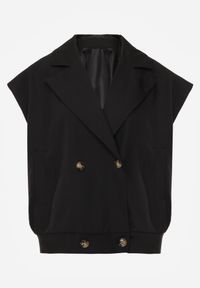 Born2be - Czarna Garniturowa Kamizelka Oversize z Dwurzędowym Zapięciem Edriana. Okazja: na co dzień, na spotkanie biznesowe, do pracy. Kolor: czarny. Materiał: poliester, jeans. Styl: casual, biznesowy, elegancki, klasyczny #5