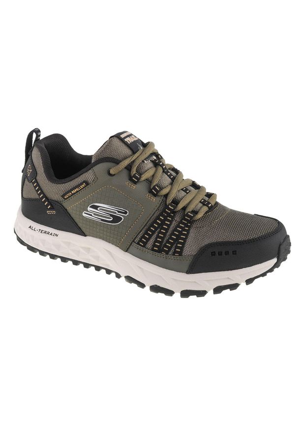 skechers - Buty trekkingowe męskie, Skechers Escape Plan. Zapięcie: sznurówki. Kolor: zielony. Materiał: syntetyk, materiał, tkanina. Szerokość cholewki: normalna. Sport: turystyka piesza