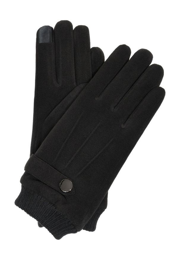 Ochnik - Czarne ocieplane rękawiczki męskie. Kolor: czarny. Materiał: poliester