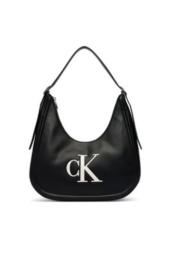 Calvin Klein Torebka Bold Ck Crescent LV04F3427G Czarny. Kolor: czarny. Materiał: skórzane