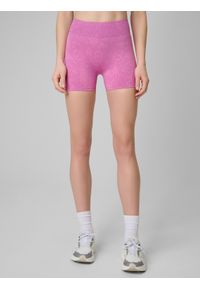 4f - 4F Spodenki treningowe bezszwowe damskie - różowe M/L. Stan: podwyższony. Kolor: różowy. Materiał: skóra, włókno, dzianina. Sport: fitness #2