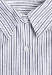 Born2be - Niebieska Koszula z Bawełną w Paski Ozdobiona Haftem Sercem Sewriva. Okazja: na co dzień. Typ kołnierza: kołnierzyk klasyczny. Kolor: niebieski. Materiał: bawełna. Wzór: haft, paski, aplikacja. Styl: casual, klasyczny #3