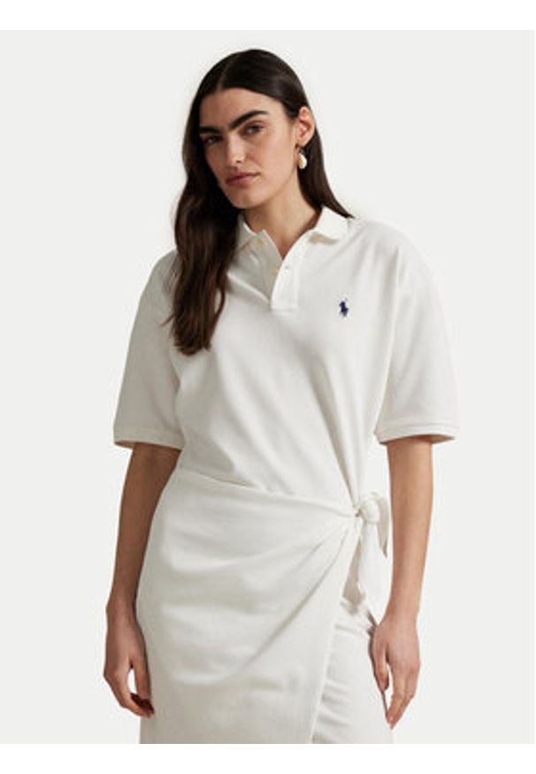 Polo Ralph Lauren Sukienka codzienna 211A88516002 Biały Straight Fit. Okazja: na co dzień. Typ kołnierza: polo. Kolor: biały. Materiał: bawełna. Typ sukienki: proste. Styl: casual