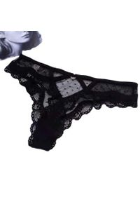 Intica - Stringi koronkowe z wycięciami elegancki design Gaetana. Kolor: czarny. Materiał: koronka. Wzór: koronka