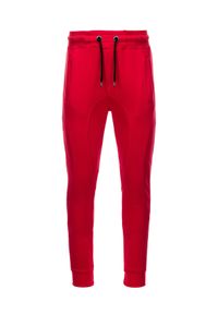 Ombre Clothing - Spodnie męskie dresowe JOGERRY - czerwony V12 - Rozmiar: L. Kolor: czerwony. Materiał: dresówka #3