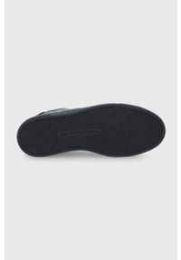 Emporio Armani Buty skórzane kolor czarny. Nosek buta: okrągły. Zapięcie: sznurówki. Kolor: czarny. Materiał: skóra