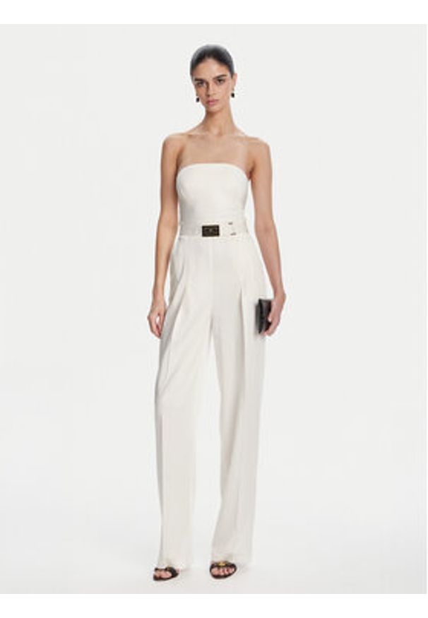 Elisabetta Franchi Kombinezon TU05152E2 100 Écru Regular Fit. Materiał: syntetyk