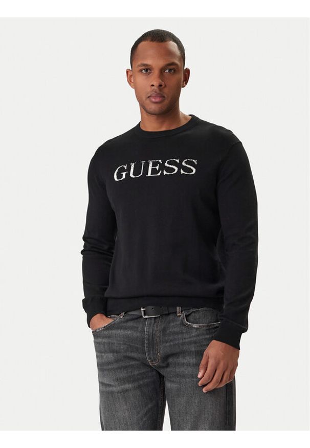 Guess Sweter M6RR19 Z4451 Czarny Regular Fit. Kolor: czarny. Materiał: bawełna