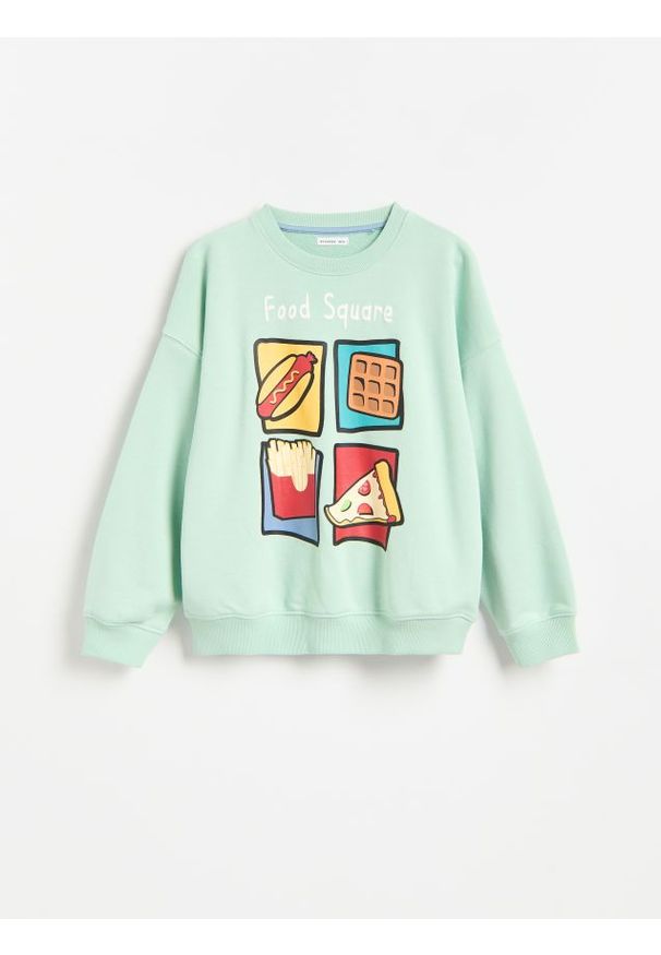 Reserved - Bluza z nadrukiem - jasnozielony. Kolor: zielony. Materiał: bawełna, dzianina. Wzór: nadruk