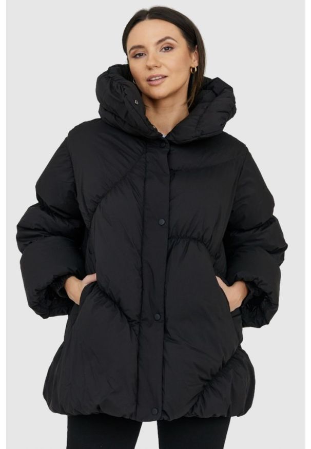 Hetrego - HETREGO Czarna damska długa kurtka puchowa Tiffany, Rozmiar 38 EU - 42 IT. Kolor: czarny. Materiał: puch. Długość: długie