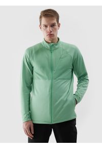 4f - 4F Bluza do biegania w terenie rozpinana bez kaptura męska - zielona XL. Typ kołnierza: bez kaptura. Kolor: zielony. Materiał: dzianina, syntetyk, materiał, skóra, elastan. Długość rękawa: raglanowy rękaw. Długość: długie. Wzór: ze splotem, jednolity. Styl: sportowy. Sport: fitness, bieganie