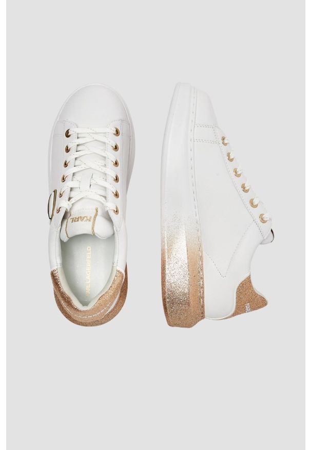 Karl Lagerfeld - KARL LAGERFELD Białe damskie sneakersy skórzane KAPRI Ombre NFT, Rozmiar 36. Kolor: biały. Materiał: skóra