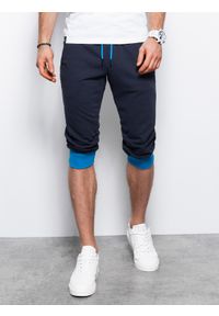 Ombre Clothing - Spodenki męskie dresowe za kolano - granatowo-niebieskie V2 P29 - XXL. Kolor: niebieski. Materiał: dresówka #4