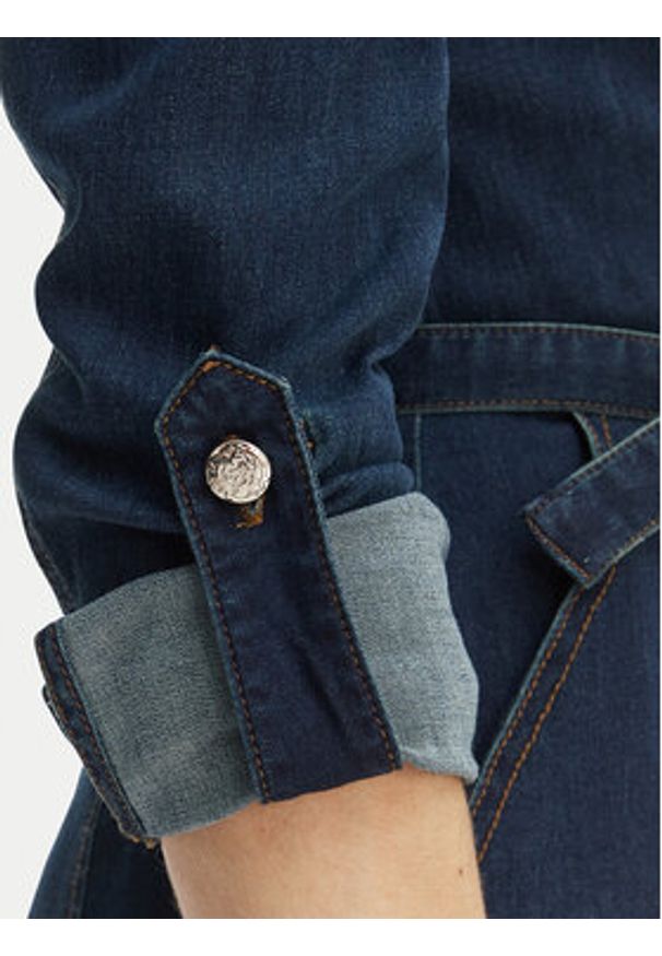 Morgan Sukienka jeansowa 261-RODEX Granatowy Slim Fit. Kolor: niebieski. Materiał: bawełna