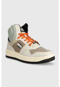 Tommy Jeans sneakersy skórzane TJM BASKET MID LEATHER kolor beżowy EM0EM01258. Zapięcie: sznurówki. Kolor: beżowy. Materiał: skóra #3