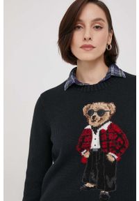 Polo Ralph Lauren sweter bawełniany kolor czarny. Typ kołnierza: polo. Kolor: czarny. Materiał: bawełna. Styl: klasyczny #5